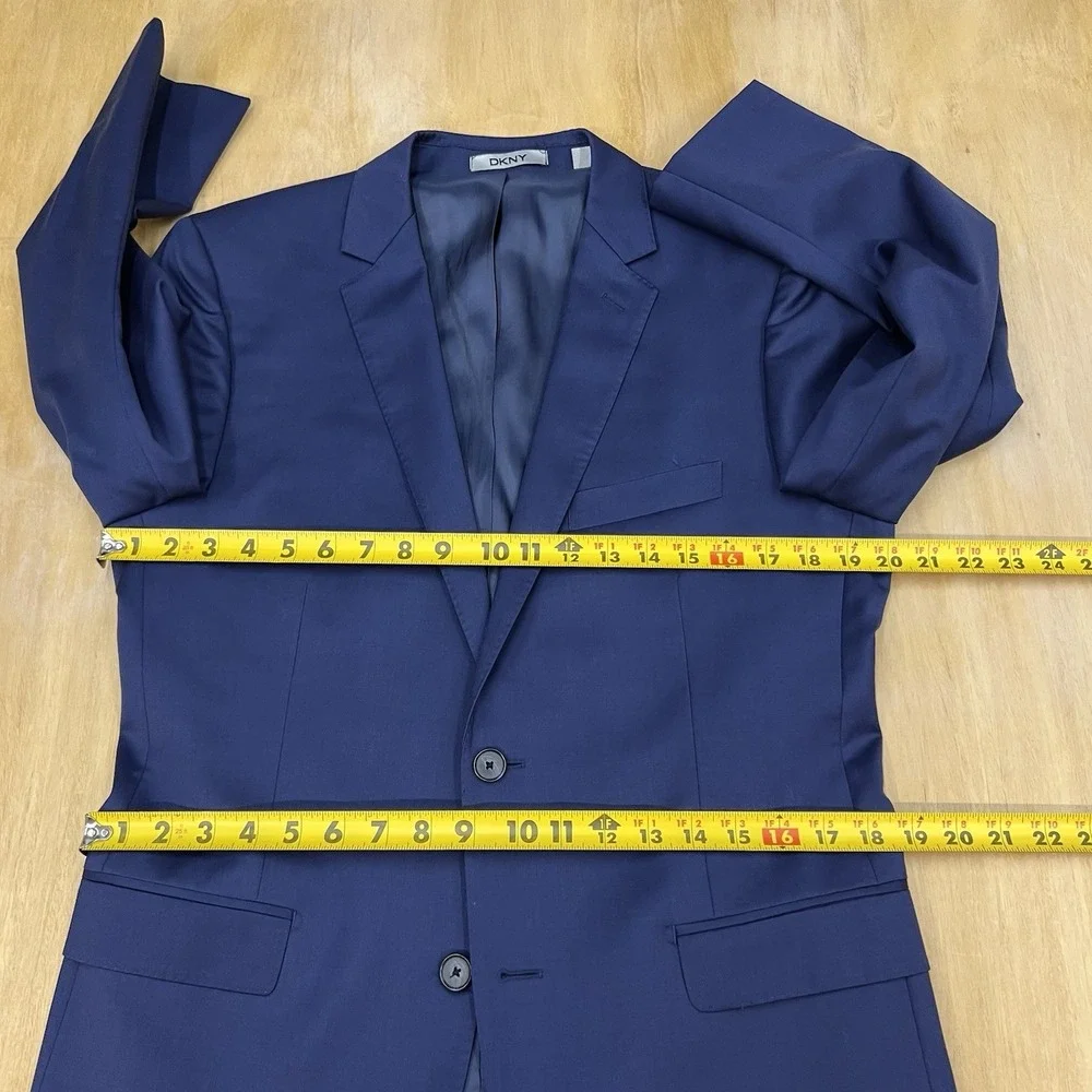 DKNY Blazer Jacket Sport Coat Mens 40R Slim‎ Fit Wool Navy